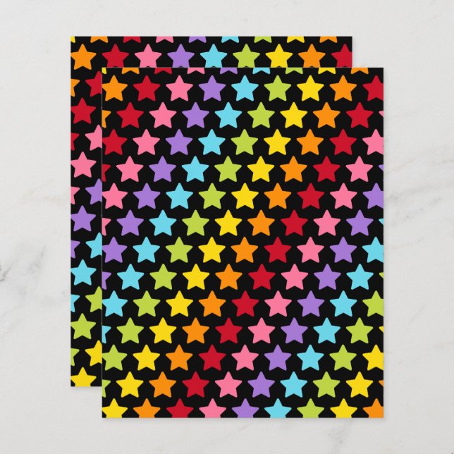 Rainbow Colorful Stars Scrapbook Papers (Frente/Verso)