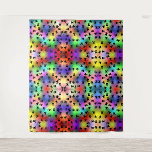 Rainbow Dog Paw Imprime Tapeçaria