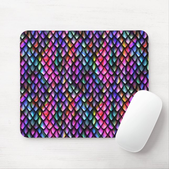 Rainbow Dragon Scales Mousepad (Com mouse)