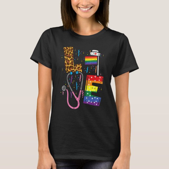 Rainbow Flag Love Nurn Scrub Top Lgbt Pride Mo (Frente)