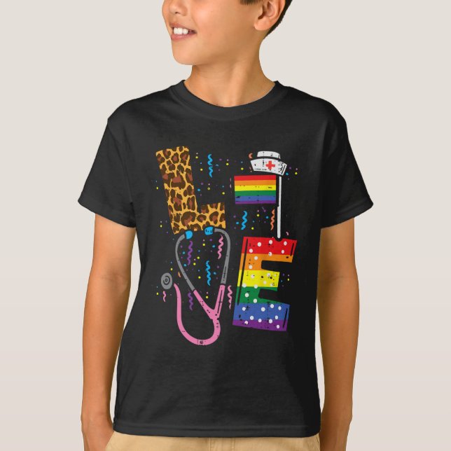 Rainbow Flag Love Nurn Scrub Top Lgbt Pride Mo (Frente)