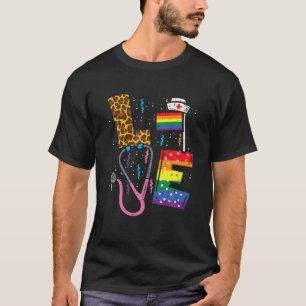 Rainbow Flag Love Nurs RN Scrub Top LGBT Pride Mo