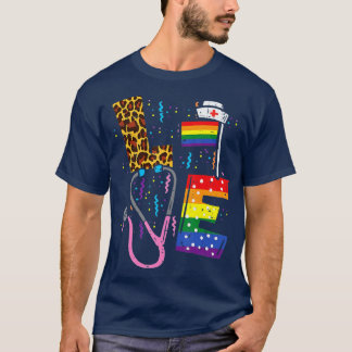 Rainbow Flag Love Nurs RN Scrub Top LGBT Pride Mo