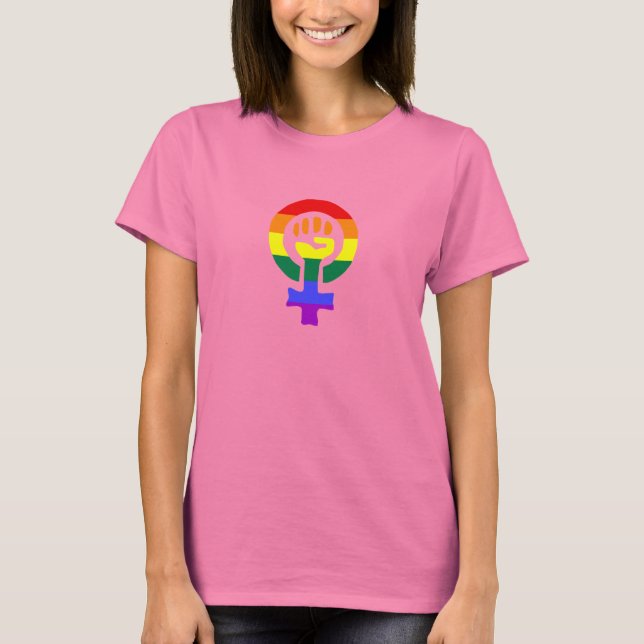 Rainbow Flag Mulher do Poder Camisa feminina (Frente)