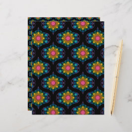 Rainbow Floral Fountain Mandala 1970 Retro Ogee