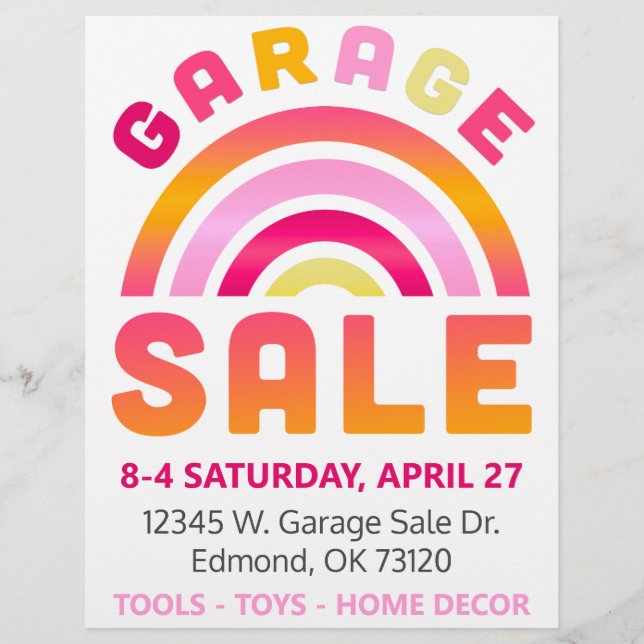 Rainbow Garage Sale Flyer Modelo (Frente)