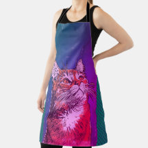 Rainbow Ginger Cat Vintage Impressão Apron