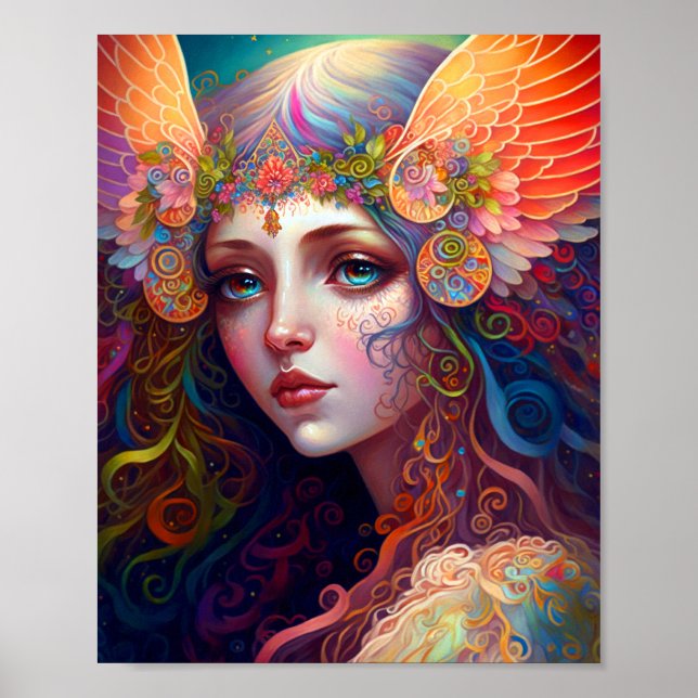 Rainbow Goddese Fantasy Art Poster (Frente)