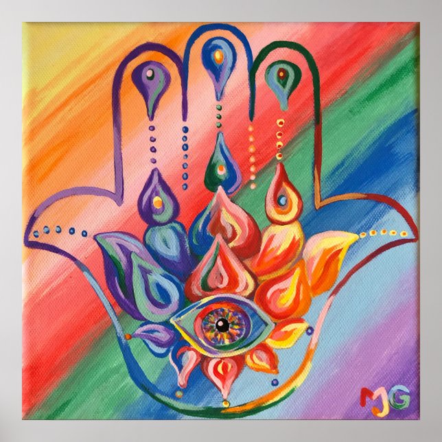 Rainbow Hamsa Poster (Frente)