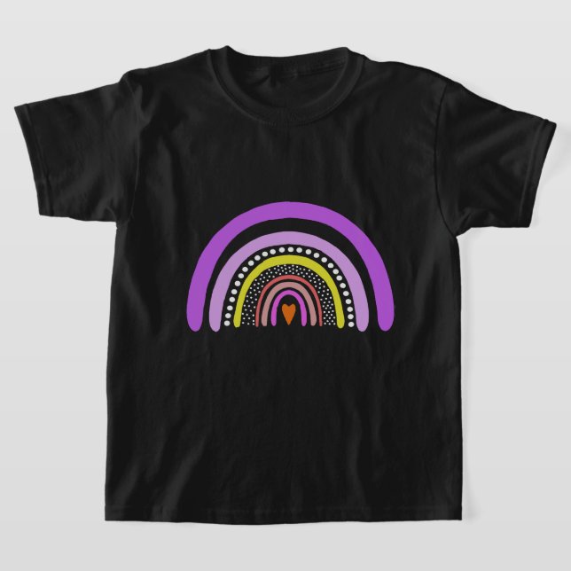 Rainbow Heart Boho Doodle T-Shirt (Postura )