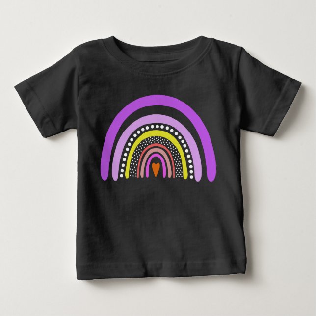 Rainbow Heart Boho Doodle T-Shirt (Frente)