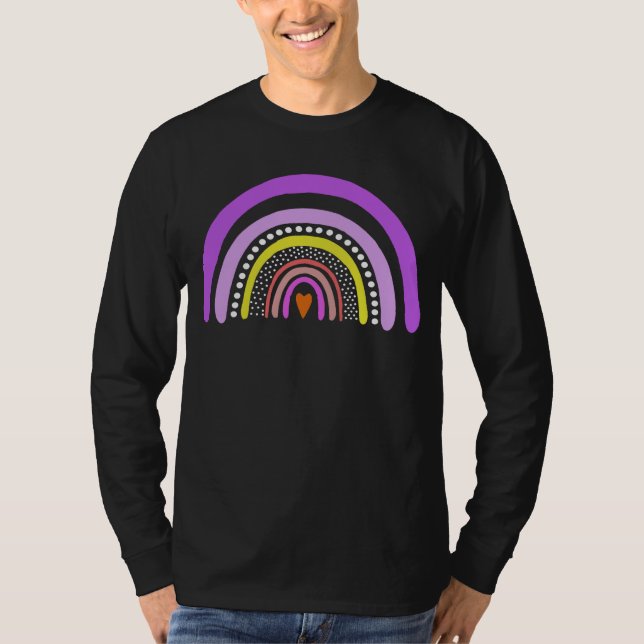 Rainbow Heart Boho Doodle T-Shirt (Frente)