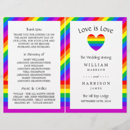 Rainbow Heart Love is Love Wedding Bi-vezes Progra