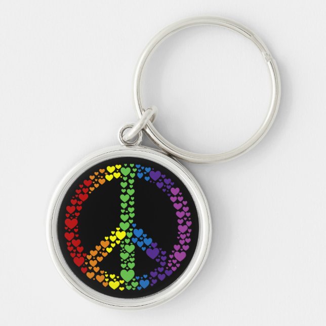 Rainbow Heart Peace Sign Chaveiro (Frente)