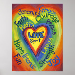Rainbow Heart Words Art Poster
