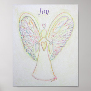 Rainbow Hearts Angel Joy Art Poster