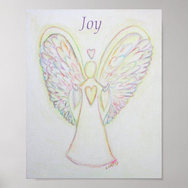 Rainbow Hearts Angel Joy Art Poster (Frente)