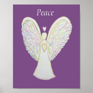 Rainbow Hearts Angel Peace Art Poster