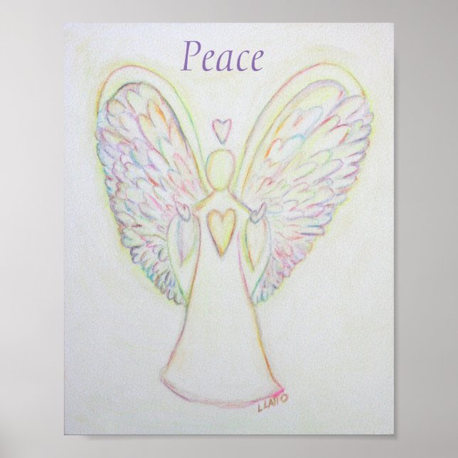 Rainbow Hearts Angel Peace Art Poster (Frente)