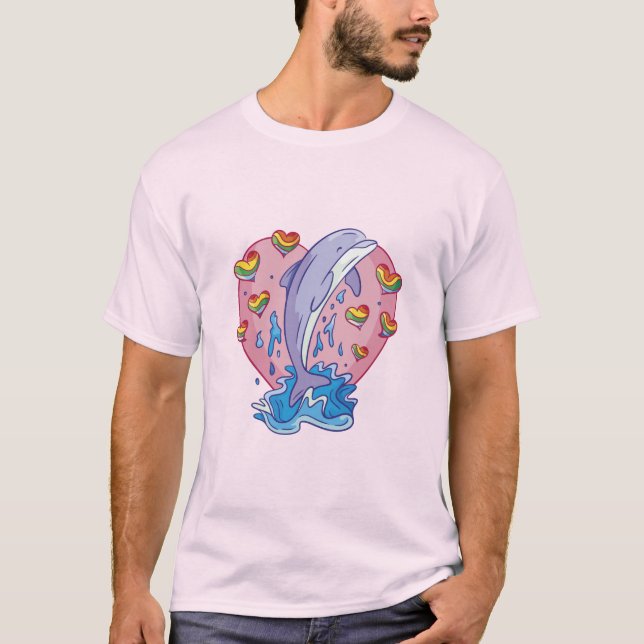 Rainbow Hearts Dolphin T-Shirt (Frente)