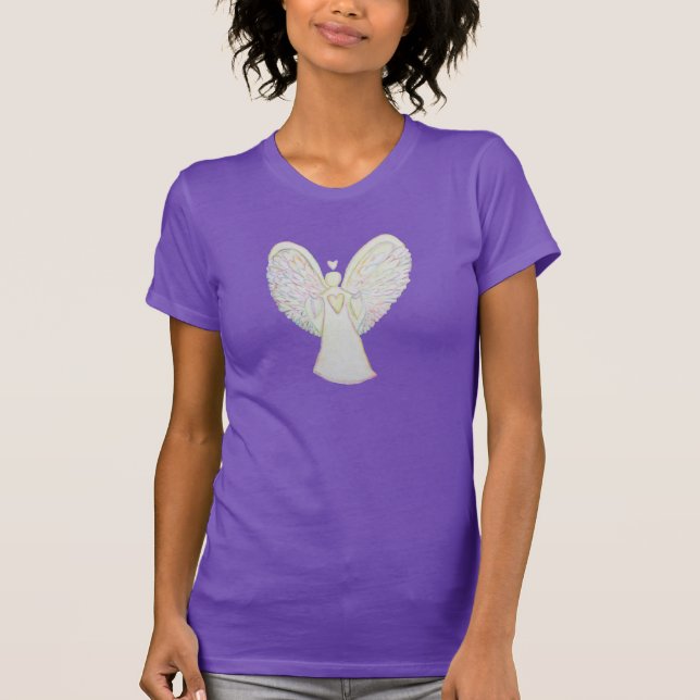 Rainbow Hearts Guardian Angel Custom Art T-Shirt (Frente)
