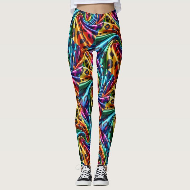 Rainbow Leopard Print Leggings | Psychedelic (Frente)
