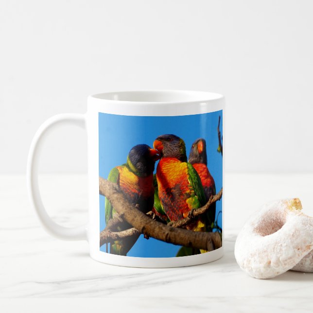 Rainbow Lorikeet foto caneca de café (Com Donut)