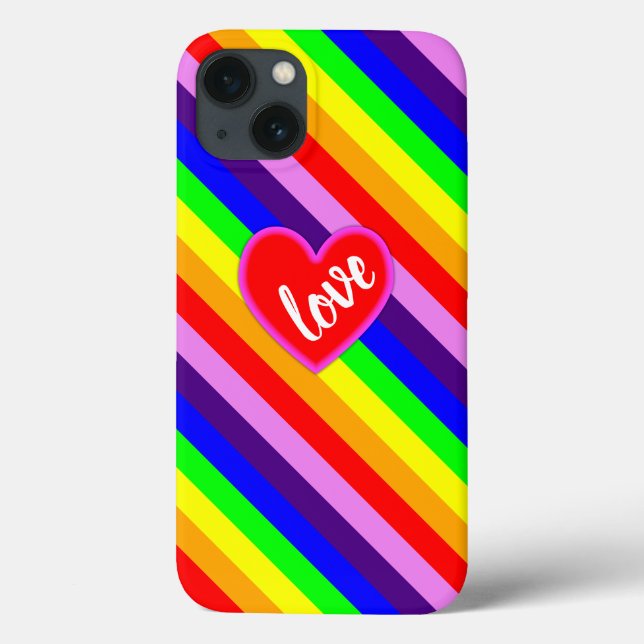 Rainbow Love Heart Classic Pride Dynamic Stripes (Verso)