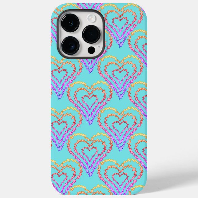 Rainbow Love Heart Pattern Over Light Teal (Verso)