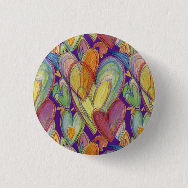 Rainbow Love Hearts Button Lapel Pins (Frente)