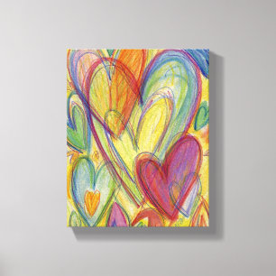 Rainbow Love Hearts Painting Canvas