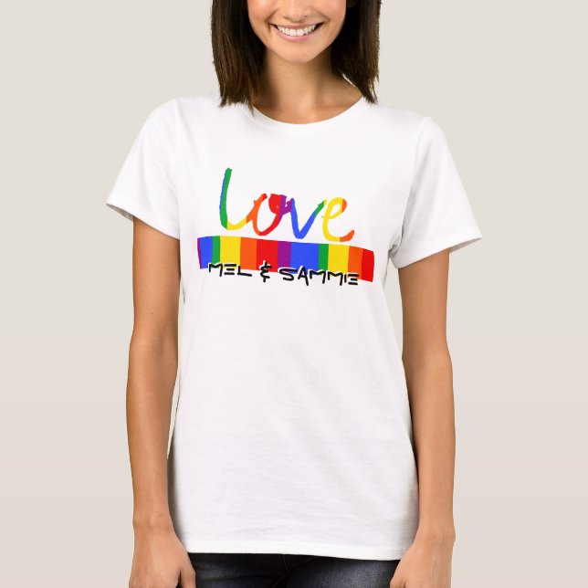 Rainbow Love T-Shirt Personalizado (Frente)