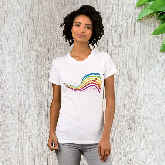 Rainbow Music Wave Womens T-Shirt (Criador carregado)
