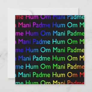 Rainbow Om Mani Padme Hum em Convite Preto