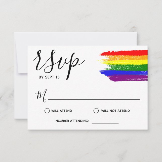 Rainbow Paint Cria Casamentos LGBT RSVP (Frente)