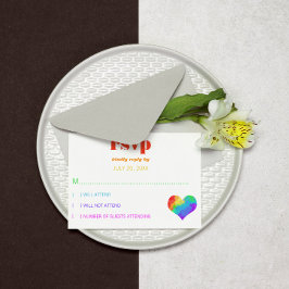 Rainbow Paint Heart Gay Lésbica Casamento RSVP