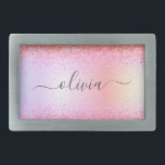 Rainbow Pastel Girly Glitter Metal Monograma Nome<br><div class="desc">Rainbow Pastel Faux Foil Metálico Sparkle Glitter Brugado Metal Monograma Nome Belt Buckle. Isso faz a formatura perfeita, doce 16 16, 18, 21rua, 40, 50, 60, 70, 80, 90, 100 anos, casamento, chá de panela, aniversário, chá de fraldas ou presente de festa de solteira para alguém que ama luxo de...</div>