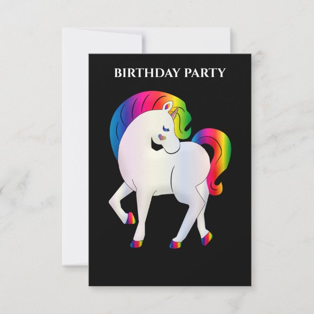 "RAINBOW PONY" CONVITES DE ANIVERSÁRIO PERSONALIZA (Frente)