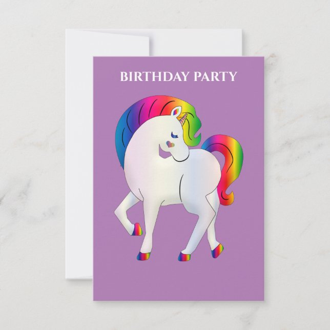 "RAINBOW PONY" CONVITES DE ANIVERSÁRIO PERSONALIZA (Frente)