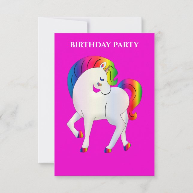 "RAINBOW PONY" CONVITES DE ANIVERSÁRIO PERSONALIZA (Frente)