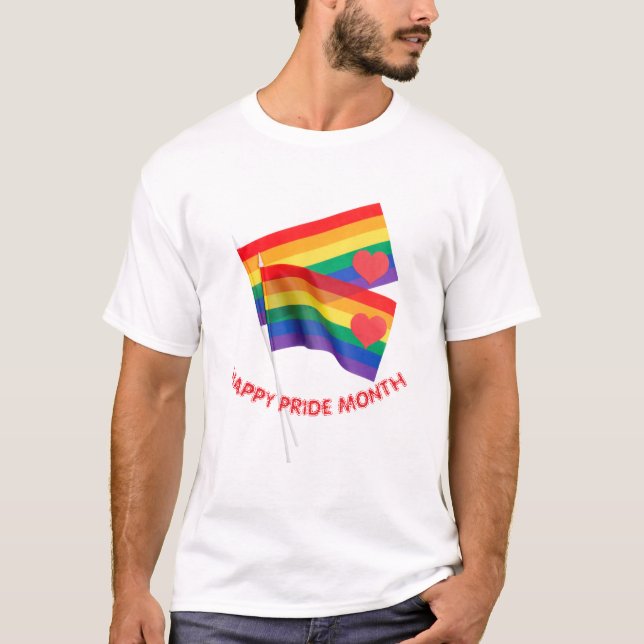 Rainbow Pride Flag Heart Love T-shirt (Frente)