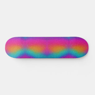 Rainbow Psychedelic Glitter Neon Skateboard