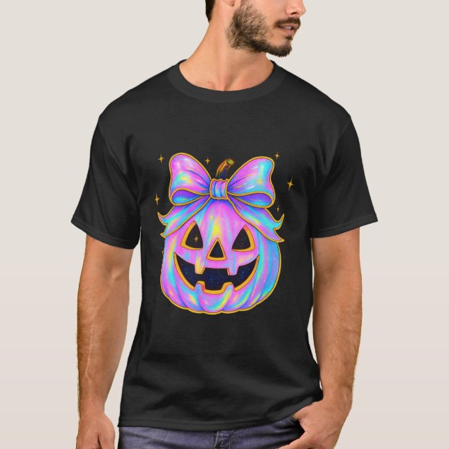 Rainbow Pumpkin Camisa Fúria Feliz Dia das Bruxas  (Frente)