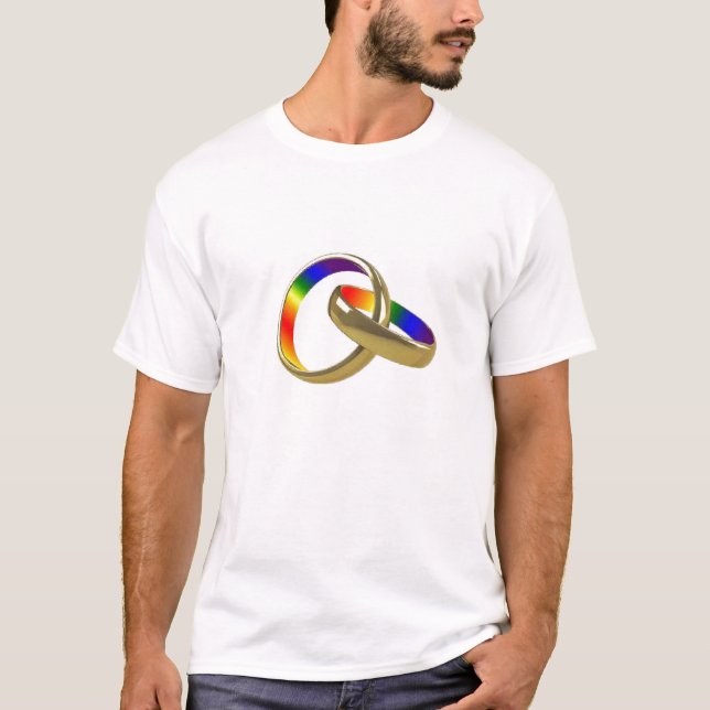 rainbow ring casamento igualdade t-shirt (Frente)