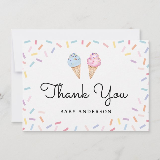 Rainbow Sprinkles Sorvete Baby Obrigado (Frente)