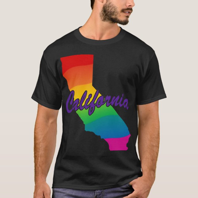 Rainbow State Outline California T-shirt (Frente)