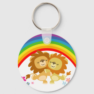 Rainbow Tango-Cute Cartoon Lions Chaveiro