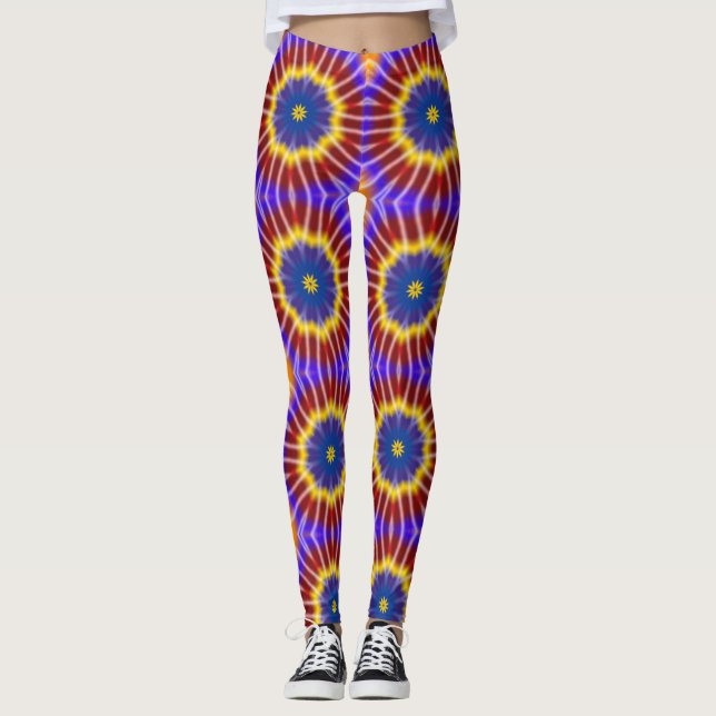 Rainbow Tie Dye Kaleidoscope Leggings (Frente)