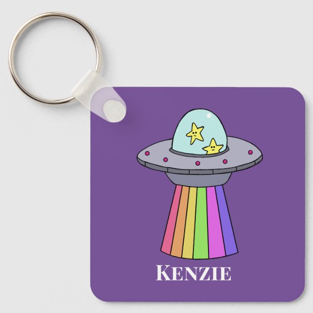Rainbow UFO Personalizado Chaveiro (Frente)