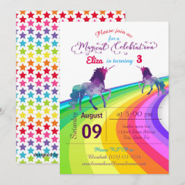 Rainbow Unicorn - Convite de Aniversário